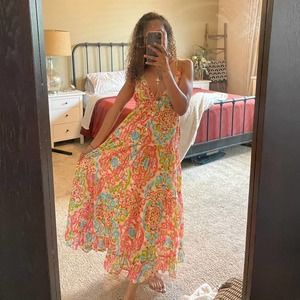 HOUSE OF HARLOW 1960 RUFFLED TIERED MAXI DRESS  (NWT) SIZE MEDIUM